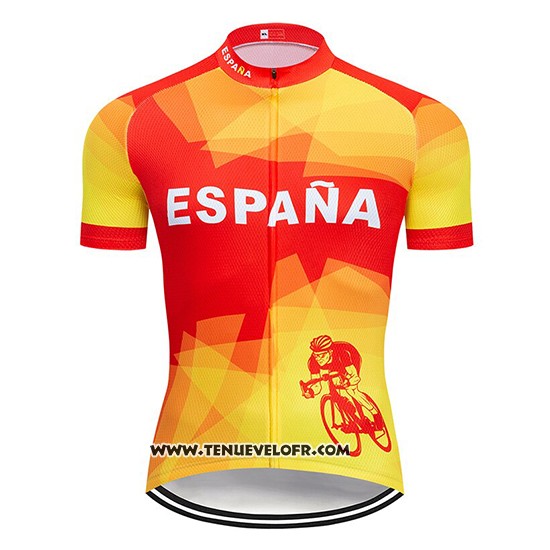 2019 Maillot Ciclismo Espagne Rouge et Jaune Manches Courtes et Cuissard